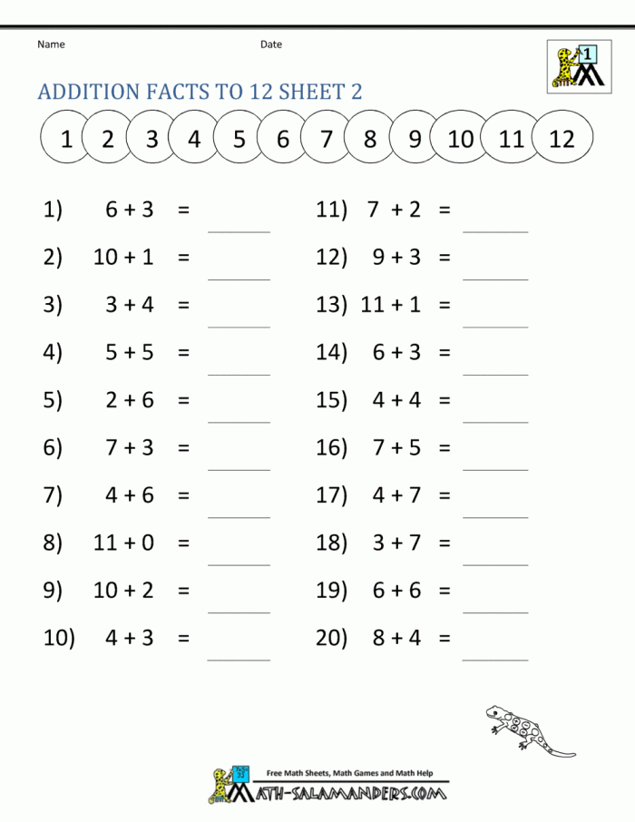 Addition Facts To Worksheets Addition Facts To Worksheets