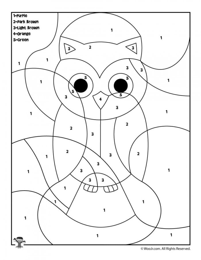 Preschool Color By Number Animal Coloring Pages
