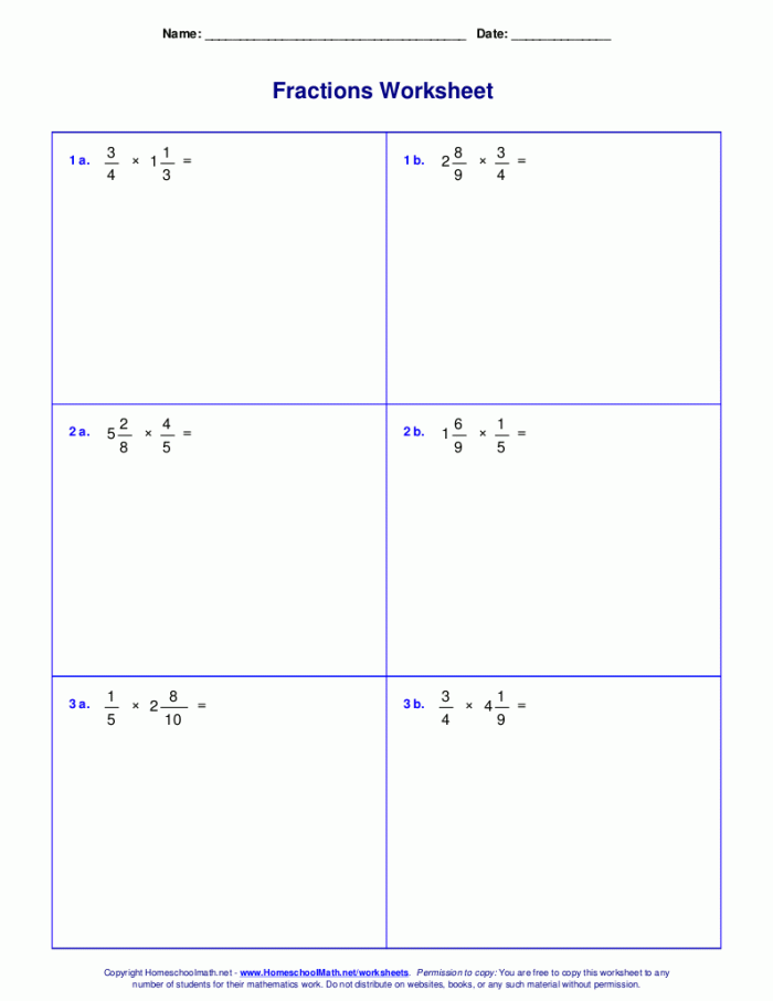 3rd Grade Mixed Operations with Fractions Worksheets