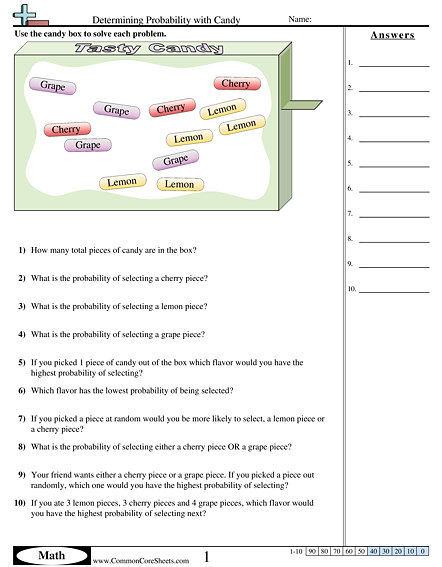 3rd Grade Probability and statistics math Worksheets