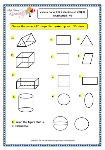 3rd Grade Three Dimensional Shapes Worksheets