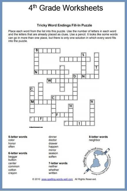 Th Grade Worksheets And Spelling Puzzles
