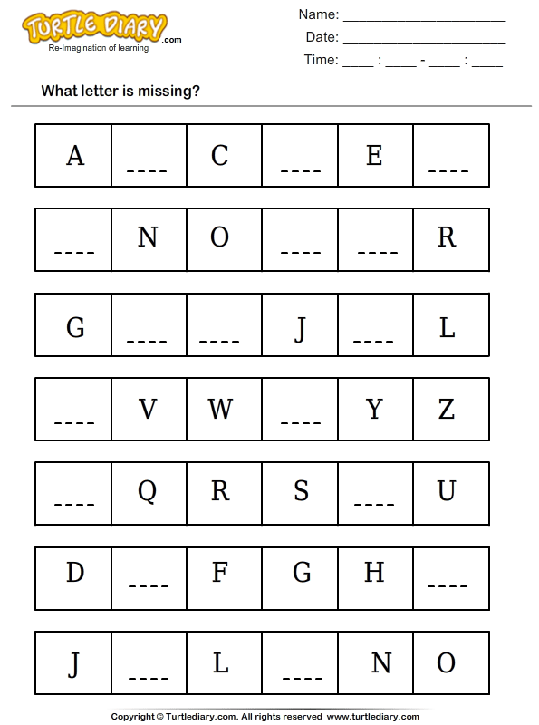Download And Print Turtle Diarys Find The Missing Letters