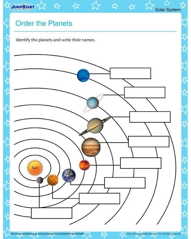Order The Planets  Solar System Worksheets For Kids