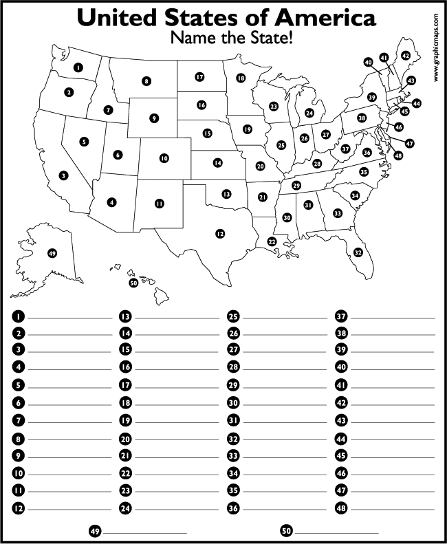 States And Capitals Worksheet For Kids
