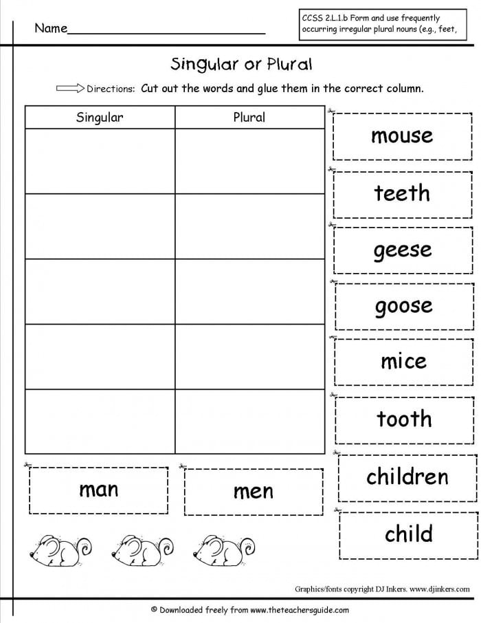 Plural Form Of Nouns Worksheets For Grade 1
