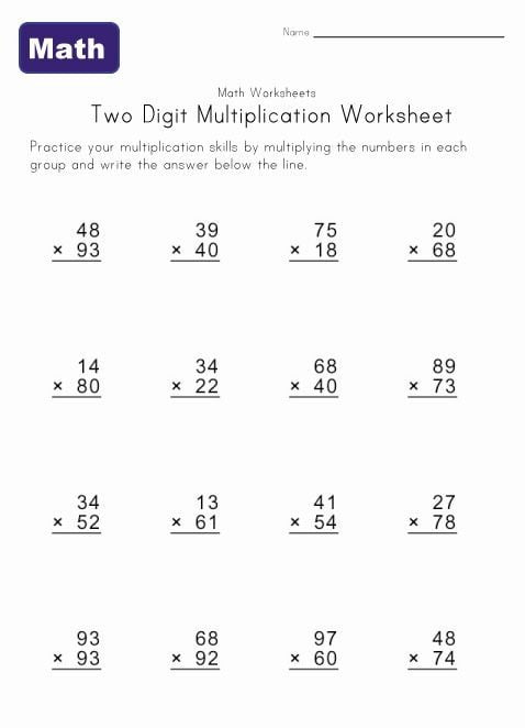 Two Digit Multiplication Worksheets 99Worksheets