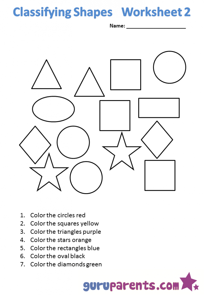 Kindergarten Classify Shape Math Worksheet