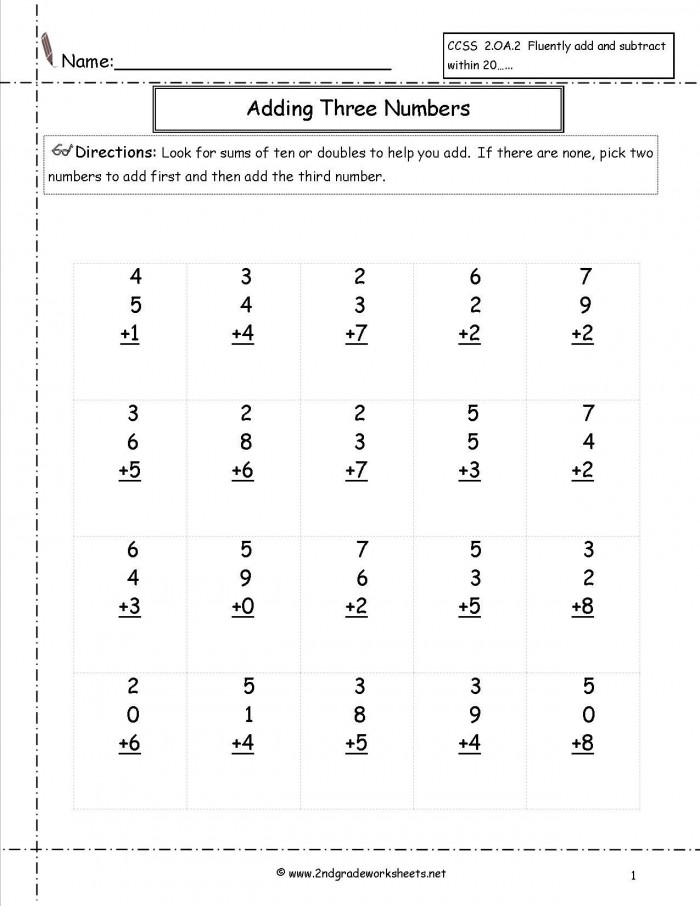 Math Worksheets Second Grade