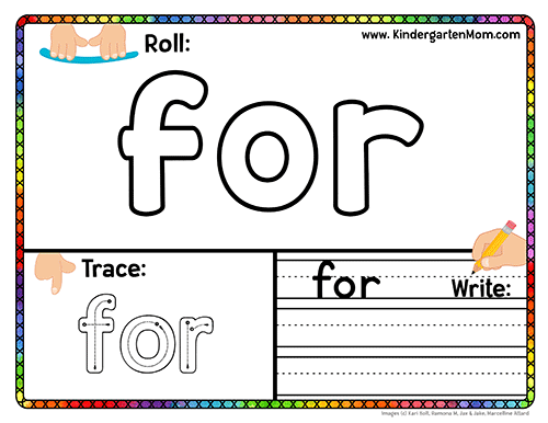 Sight Words Play The Dough Mats