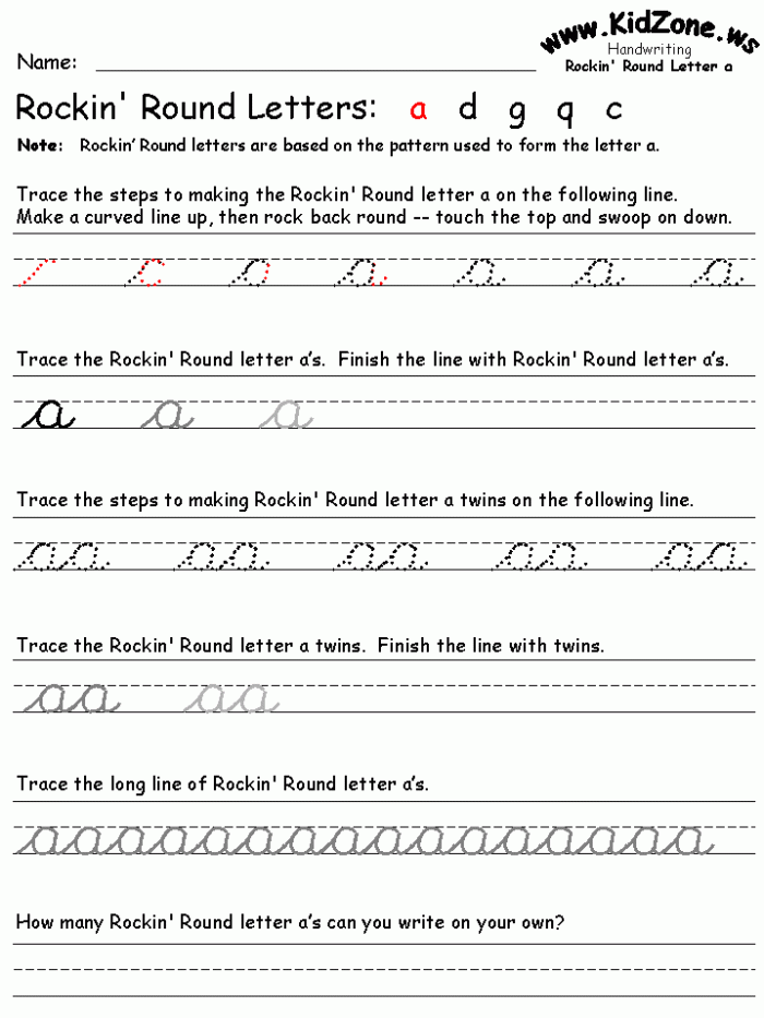 Cursive A Worksheets | 99Worksheets