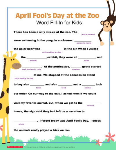 A Silly Animal Word Fill