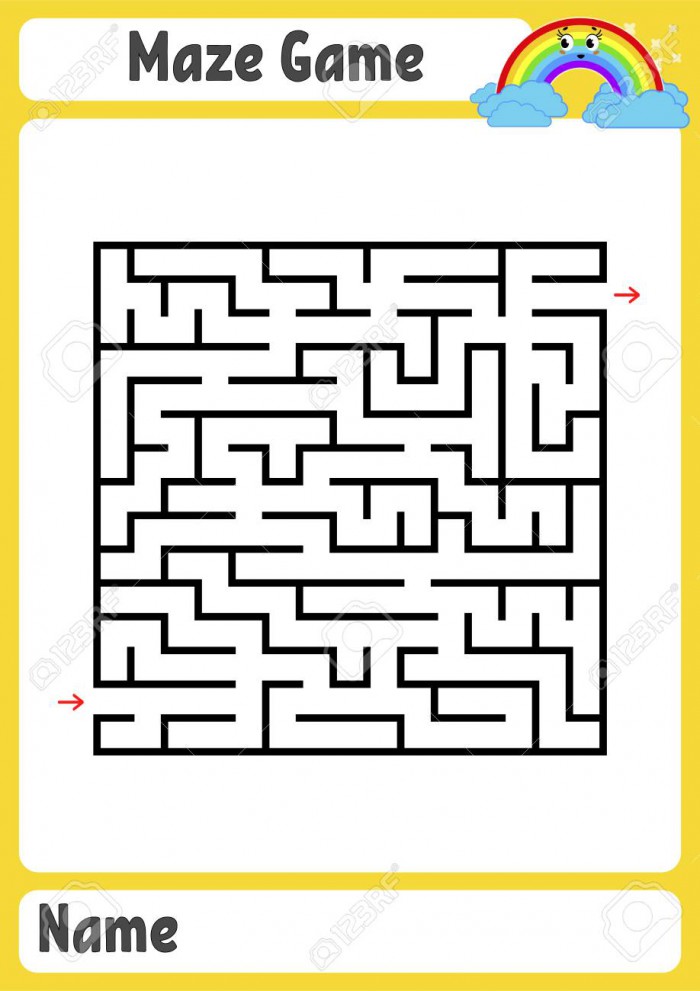 Abstract Square Maze Kids Worksheets Game Puzzle For Children