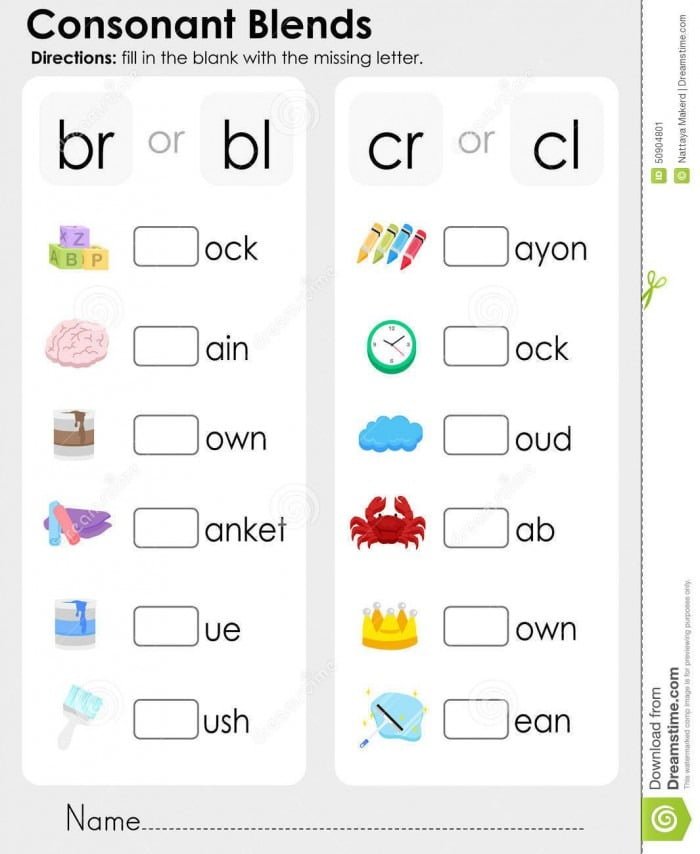 Consonant Blends  Missing Letter