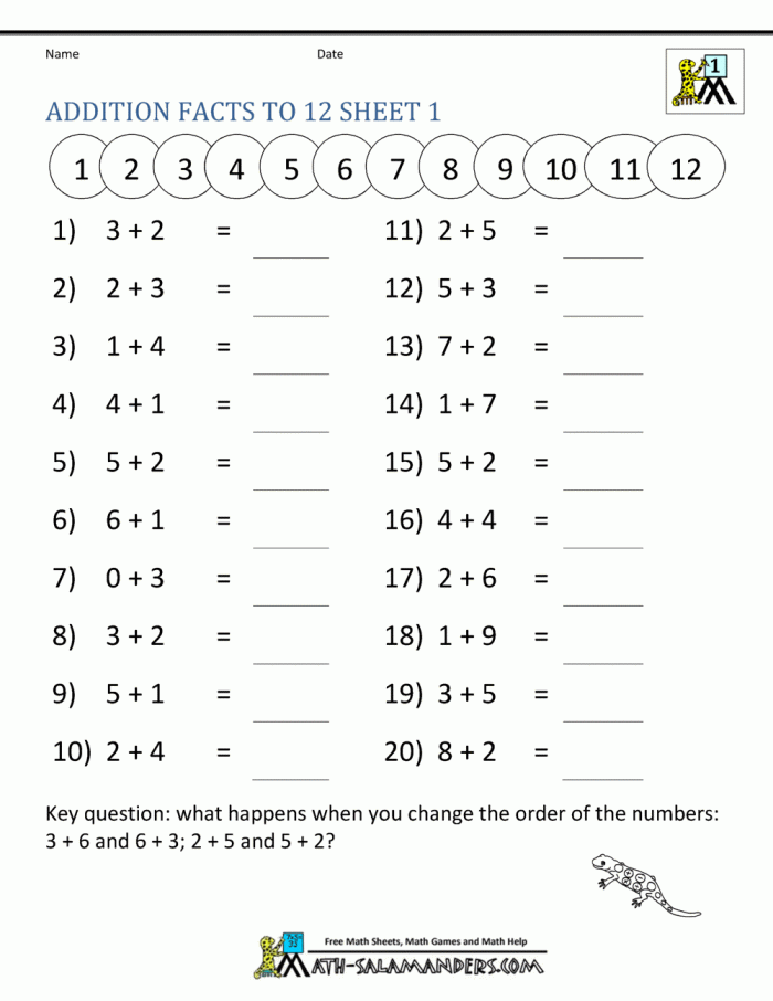 Adding Up To 20 Worksheets | 99Worksheets