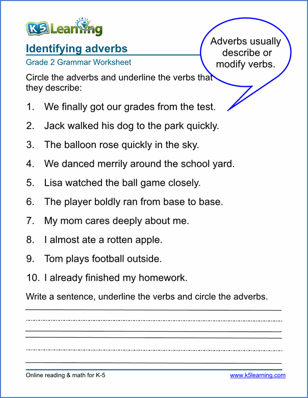 Adverb Worksheets Free Printables