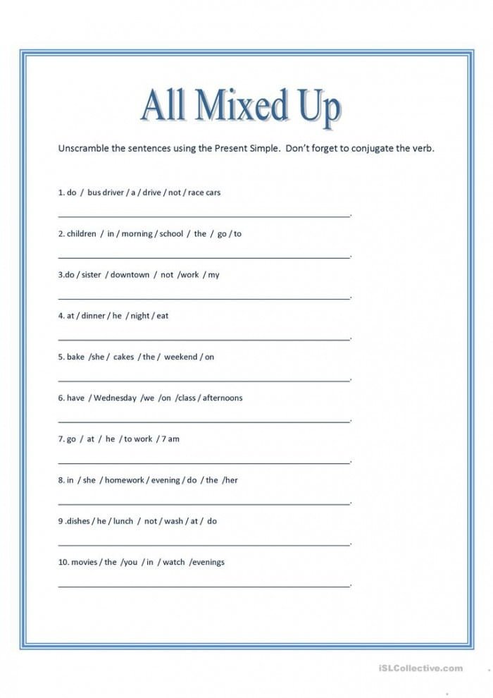 All Mixed Up  Sentence Scramble