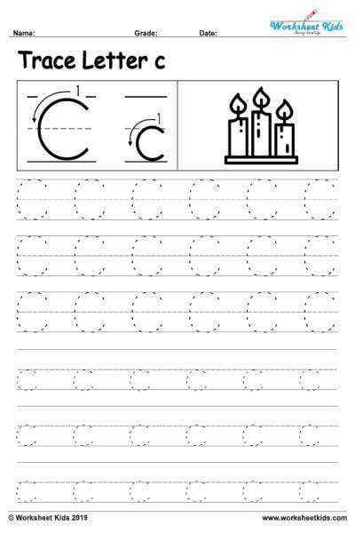 Letter C Alphabet Tracing Worksheets