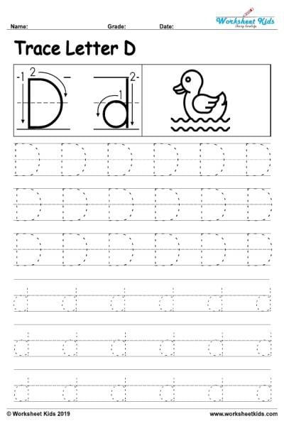 Letter D Alphabet Tracing Worksheets