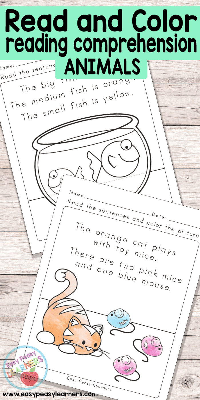 Animals Read And Color Reading Comprehension Worksheets
