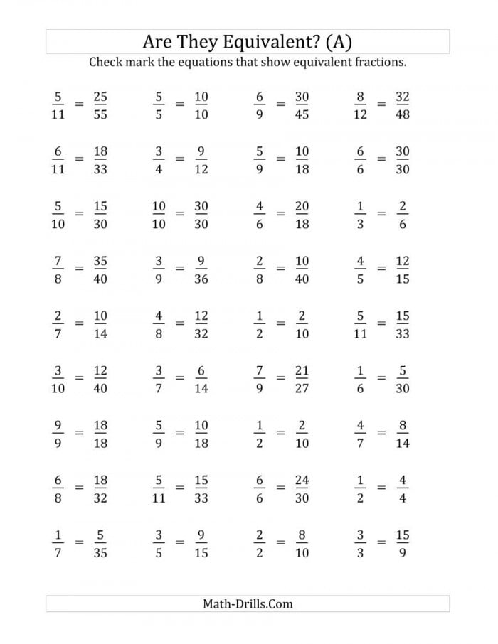 Are These Fractions Equivalent Multiplier Range  To  A