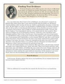 Reading Comprehension: Frederick Douglass