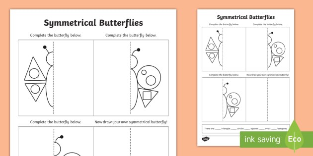 Butterfly Symmetry Shape Worksheet  Worksheet Minibeasts