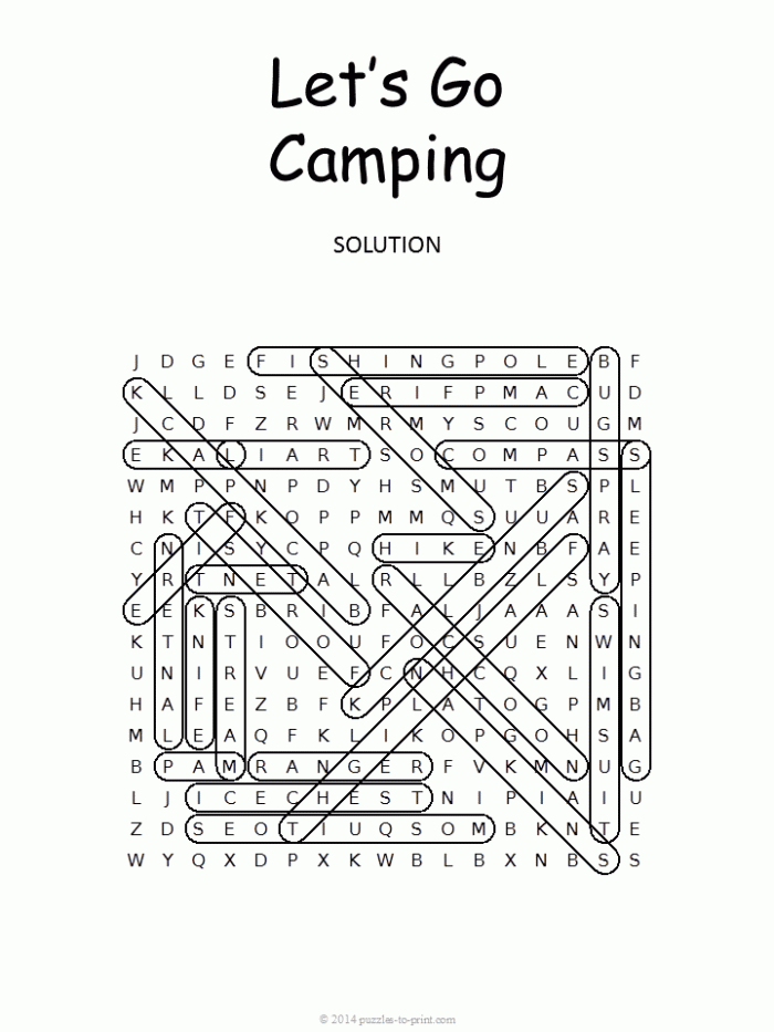 Camping Trip Word Search