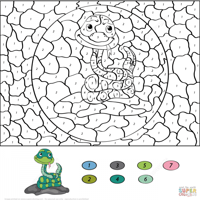 Cartoon Snake Color By Number