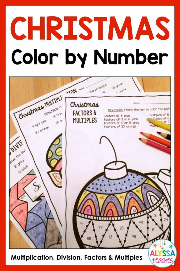Christmas Color By Number Multiplication  Division  And Factors