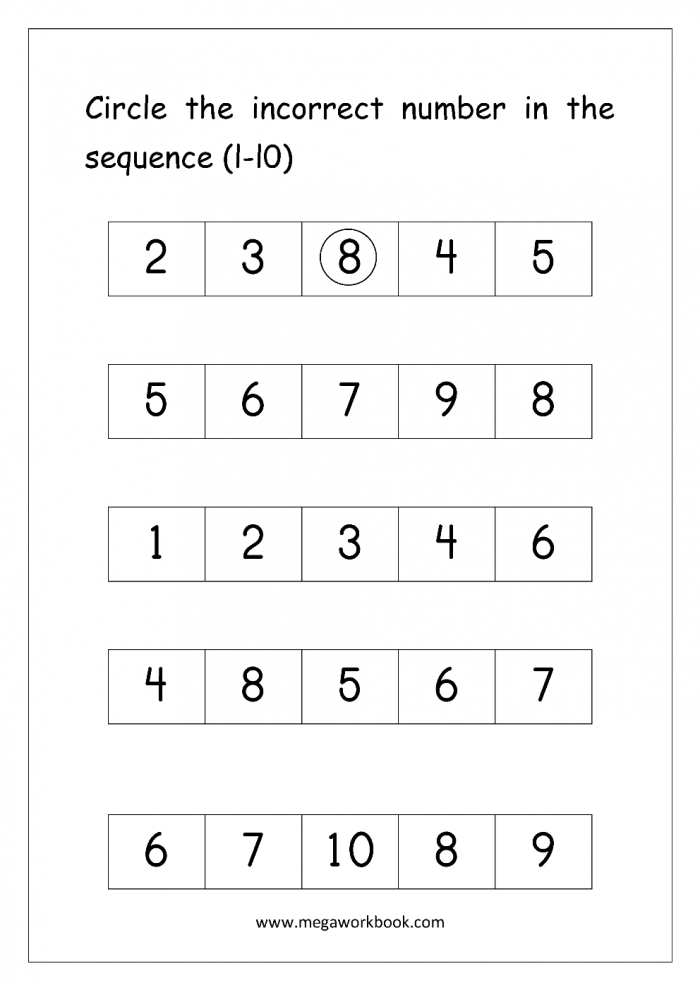 Ordering Numbers Worksheets  Missing Numbers  What Comes Before
