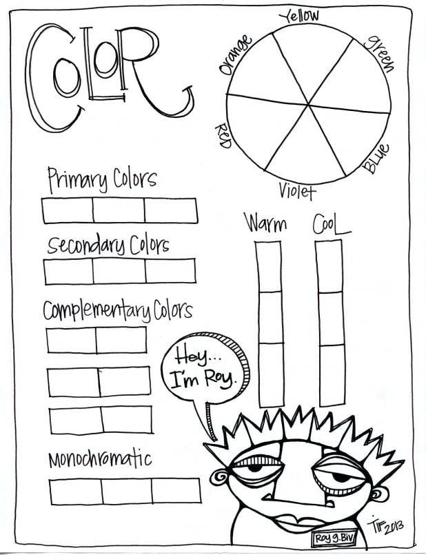 Color Theory Worksheet Featuring G Printout Art Lesson Assessment