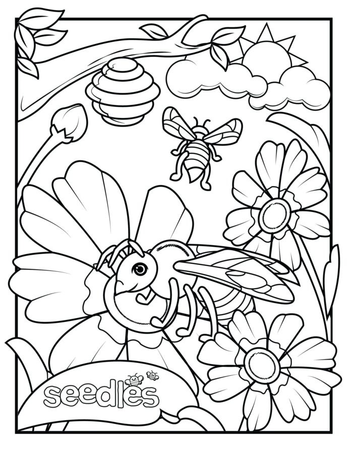 Coloring Color Bumble And Flower Honey For Preschool Theme