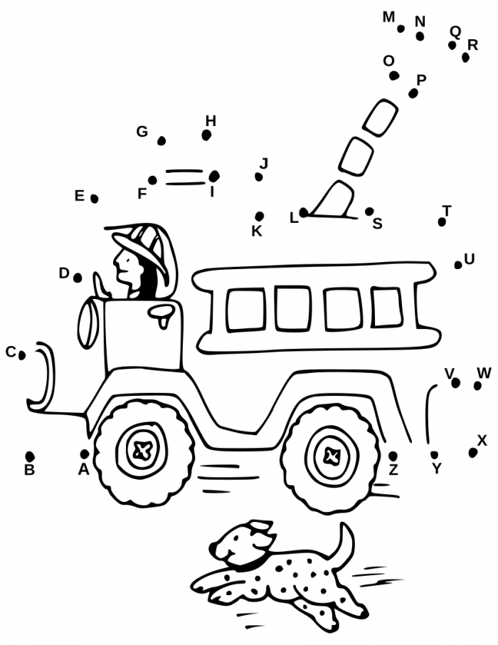 Fireman Dot To Dot: Whee! Worksheets | 99Worksheets