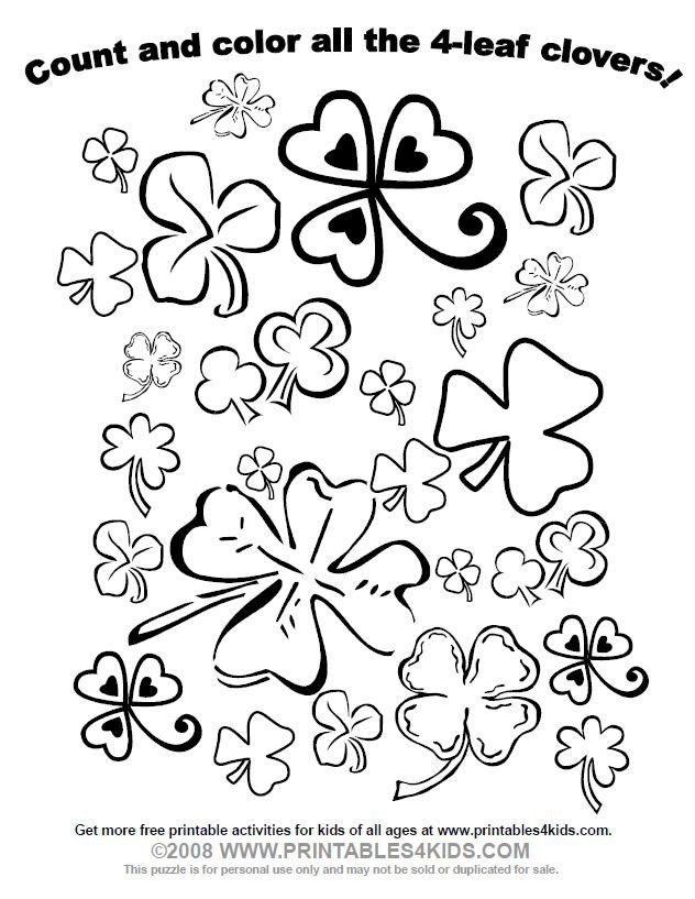 Count And Color All The Four Leaf Clovers For St Patricks Day