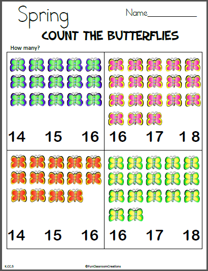 Count The Butterflies Math Worksheet  Free Worksheets