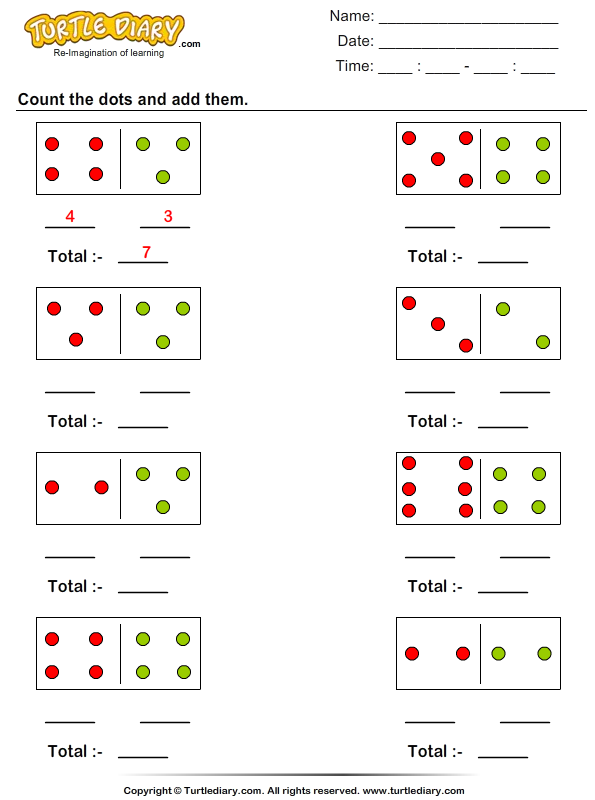 Counting And Adding Dot Figures Worksheet