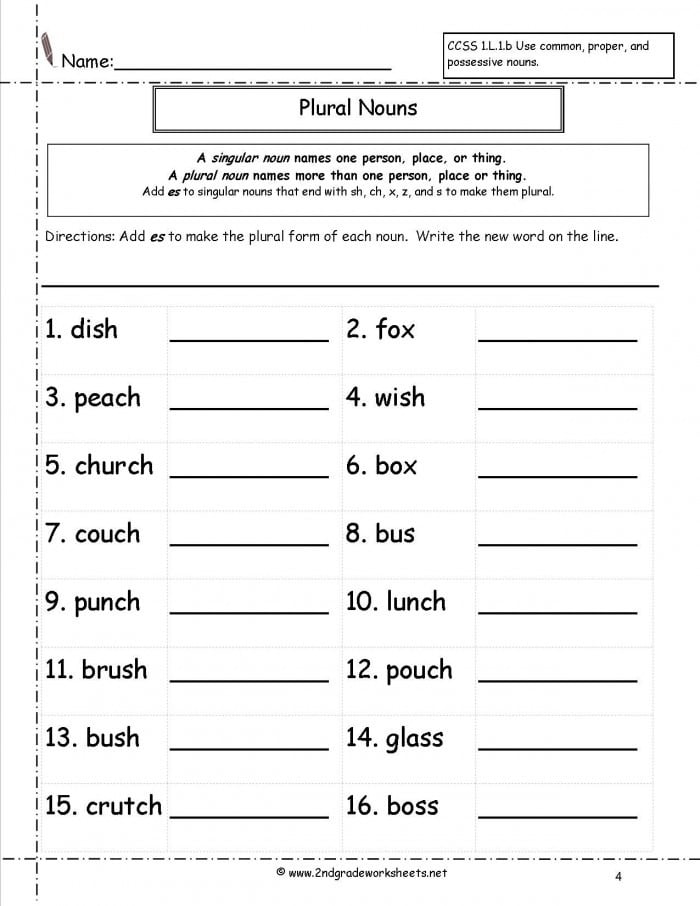 Plural Nouns Worksheets For Grade 2 K5 Learning Writing Irregular Plural Nouns Worksheets K5