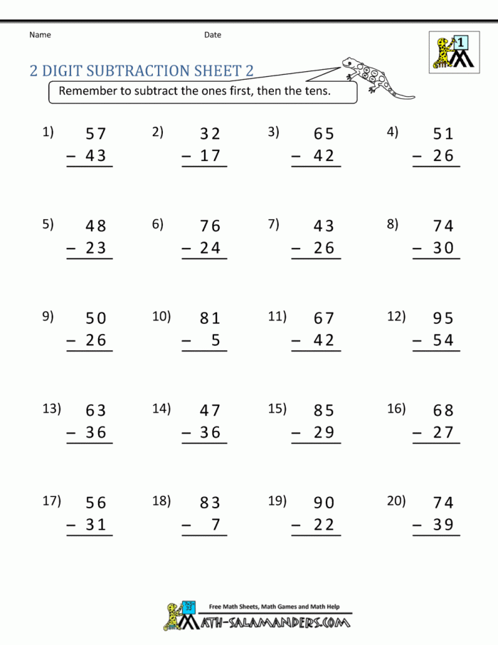Digit Subtraction Worksheets With Regrouping