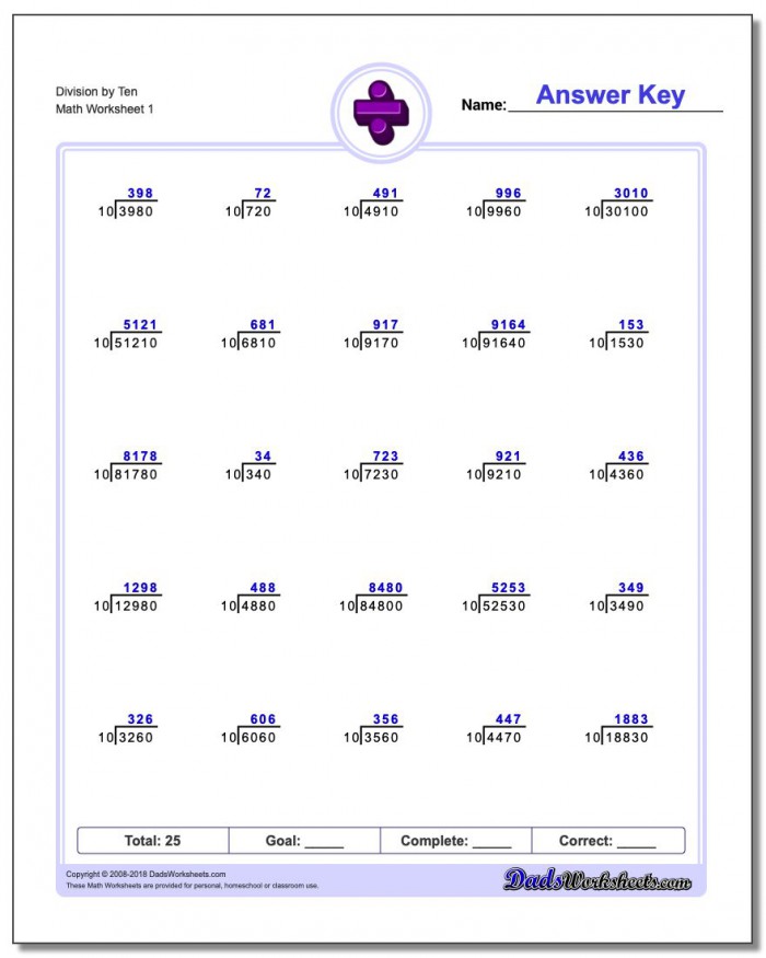 Division Worksheets For You To Print Right Now