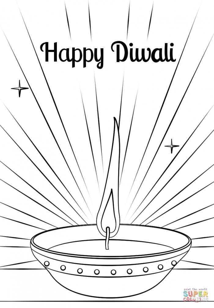 Diwali Diya Coloring Page