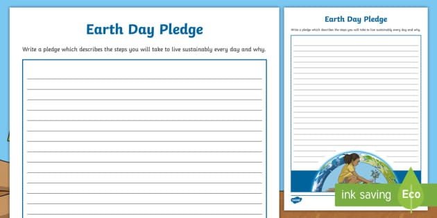 Earth Day Pledge Worksheet Teacher Made