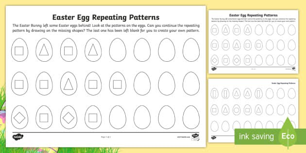 Easter Egg Repeating Patterns Worksheet Teacher Made
