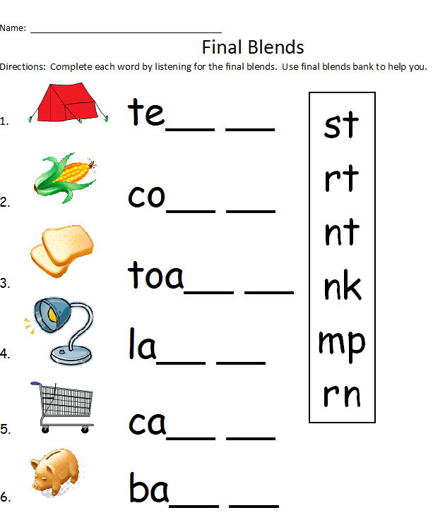 Printable List Of Consonant Blends