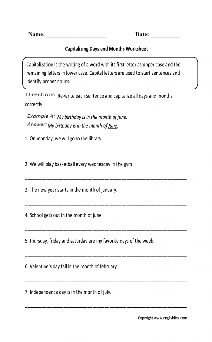 Practice Capitalization Worksheets | 99Worksheets