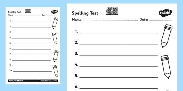 Esl Spelling Test Template Worksheets Teacher Made