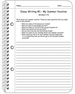Paragraph Frame: Summer Vacation