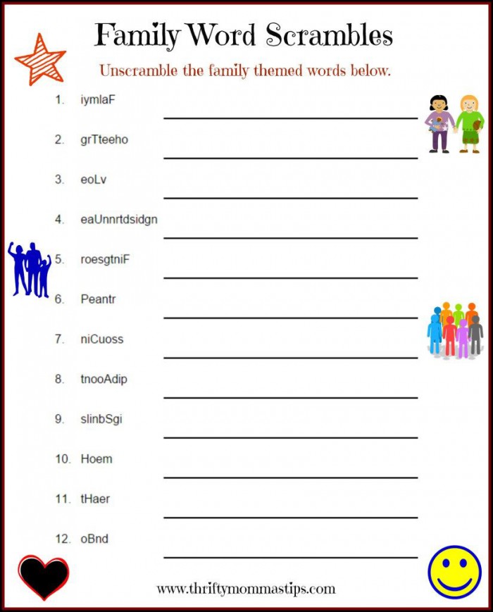 Family Puzzle Word Game Printable With Images