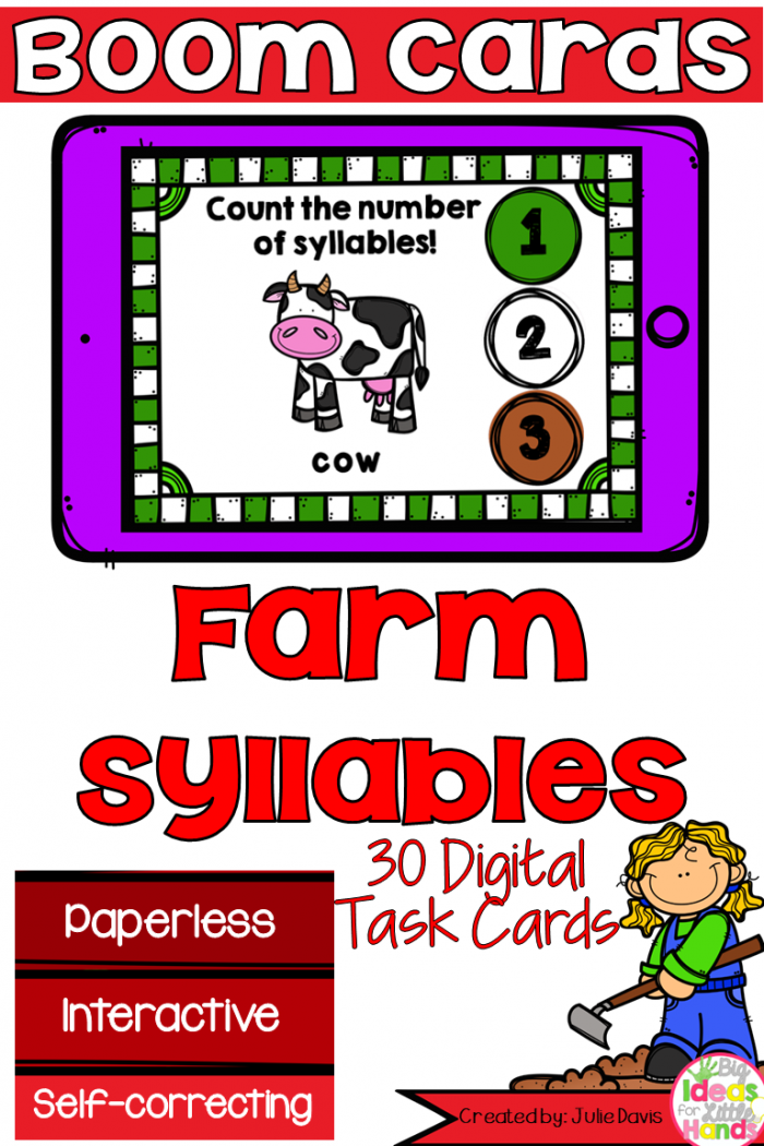 Farm Animal Syllable Counting Digital Game Boom Cards Distance