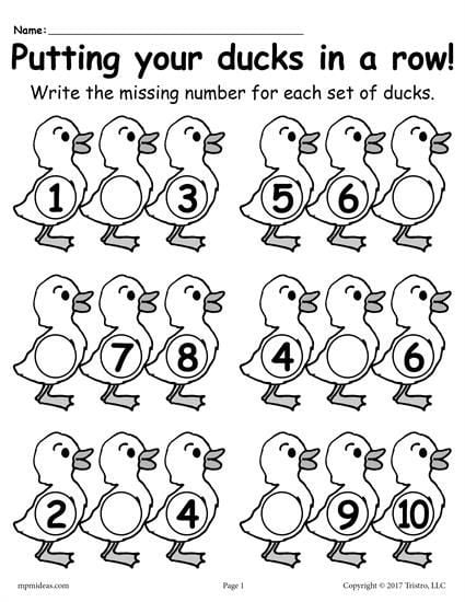 Fill In The Missing Numbers Spring Number Worksheets